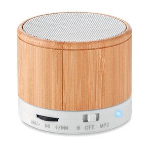 ROUND BAMBOO Wireless speaker in bamboo - GiftRetail MO9608