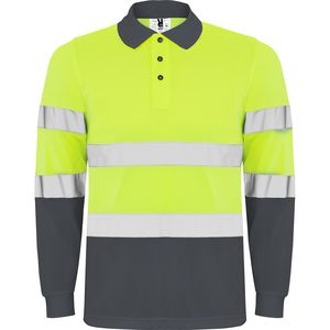 Roly HV9306 - POLARIS L/S Polo technique manches longue haute visibilité avec deux bandes refléchissantes sur manches
