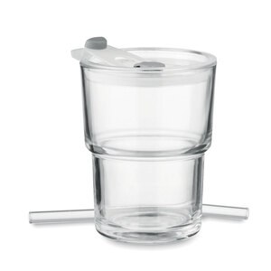 SIP Glass tumbler with straw 400ml - GiftRetail MO2502