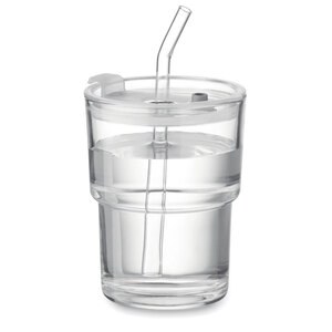 SIP Glass tumbler with straw 400ml - GiftRetail MO2502