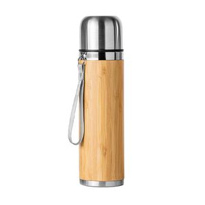 FENGI 304 steel thermos with double wall and bamboo - EgotierPro MD4035