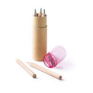 MABEL Wooden 6-pencil set in a recycled cardboard case with translucent colour cap