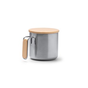 Stamina TZ1264 - RIMOR Gerecyclede 304 roestvrijstalen mok met bamboe in het handvat