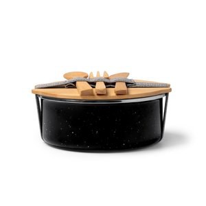 Claps 74335 - Retro Metalen Lunchbox met Keramische Coating en Bamboedeksel