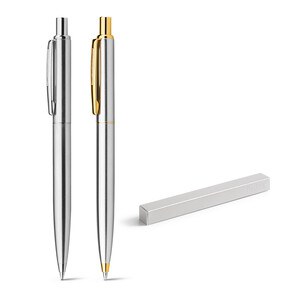 Stylo à bille en acier Inoxidable avec corps brillant et agrafe - Egotier 81170