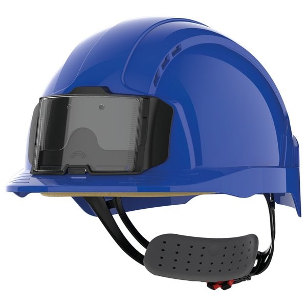 EVOLite® safety helmet with badge holder, ventilated, rack and pinion fastening