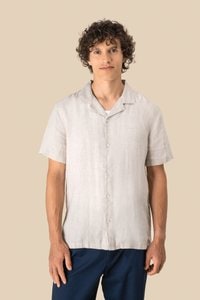 Spasso SP509 - Men's linen bowling collar short-sleeved shirt