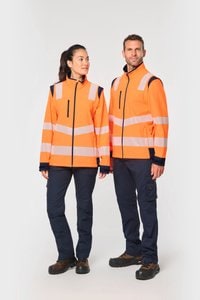 WK. Designed To Work WK460 - Recycled Safety Softshell jacket with detachable sleeves