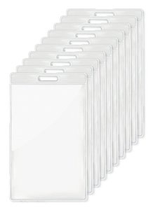 Pack of 10 GiftRetail MO8600 - BADGO Clear Plastic ID Badge Holder 7.5cm x 12.5cm