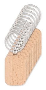 Pak van 10 GiftRetail MO9774 - POTY WOOD Houten sleutelhanger rechthoek