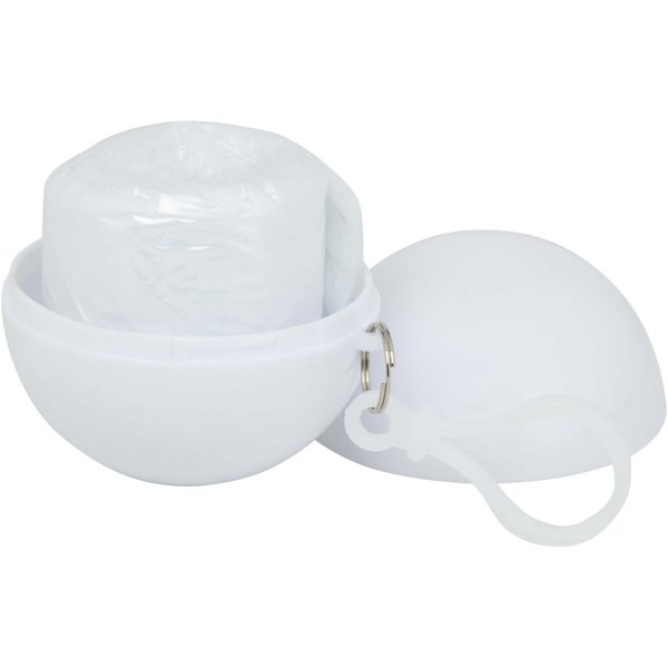 Fog poncho in ronde plastic verpakking met karabijnhaak - EgotierPro 130164