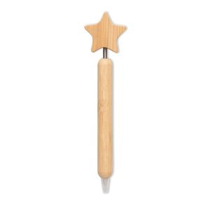STARPEN Bamboe balpen ster detail - GiftRetail CX1581