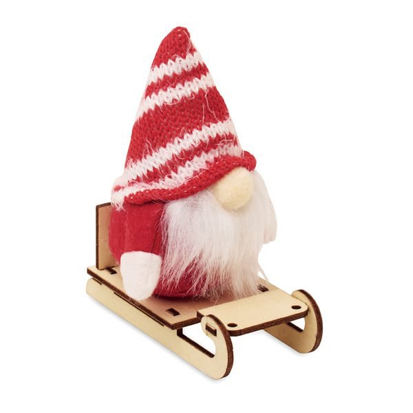 FROSTY SLEIGH Kabouter op houten slee - GiftRetail CX1588